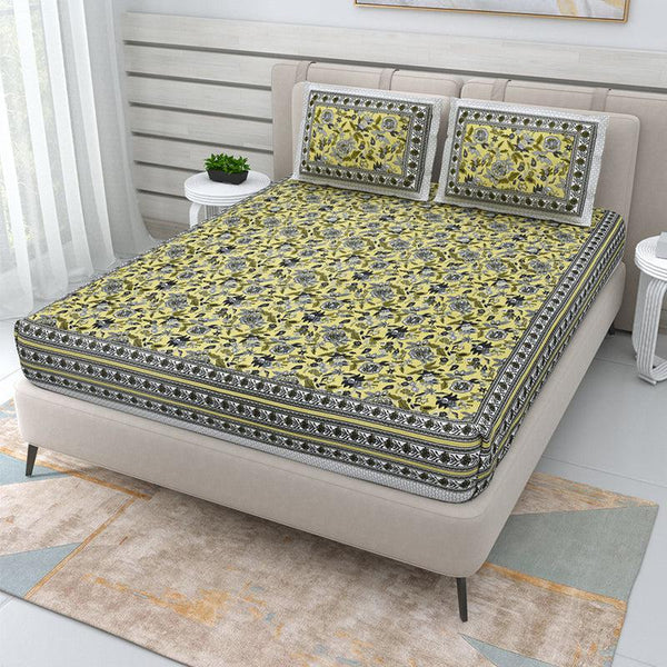 Buy Elva Floral Bedsheet - Yellow Bedsheets from Vaaree