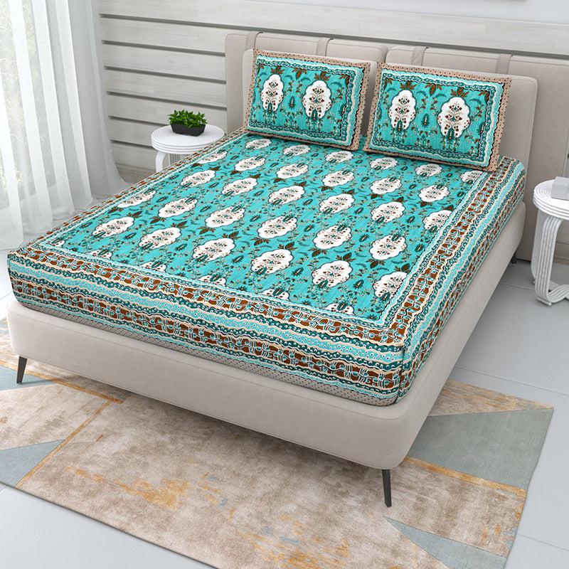 Buy Archie Ethnic Bedsheet - Green Bedsheets from Vaaree