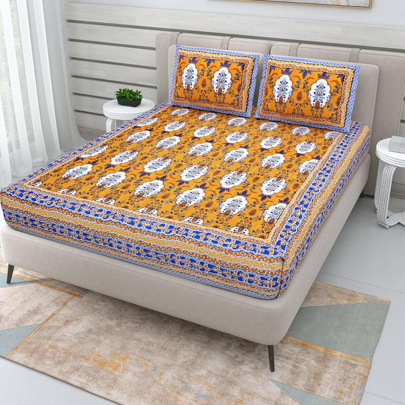 Buy Archie Ethnic Bedsheet - Yellow Bedsheets from Vaaree