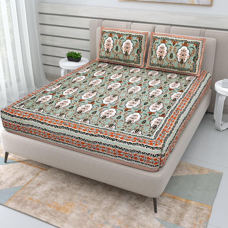 Buy Archie Ethnic Bedsheet - Green Bedsheets from Vaaree