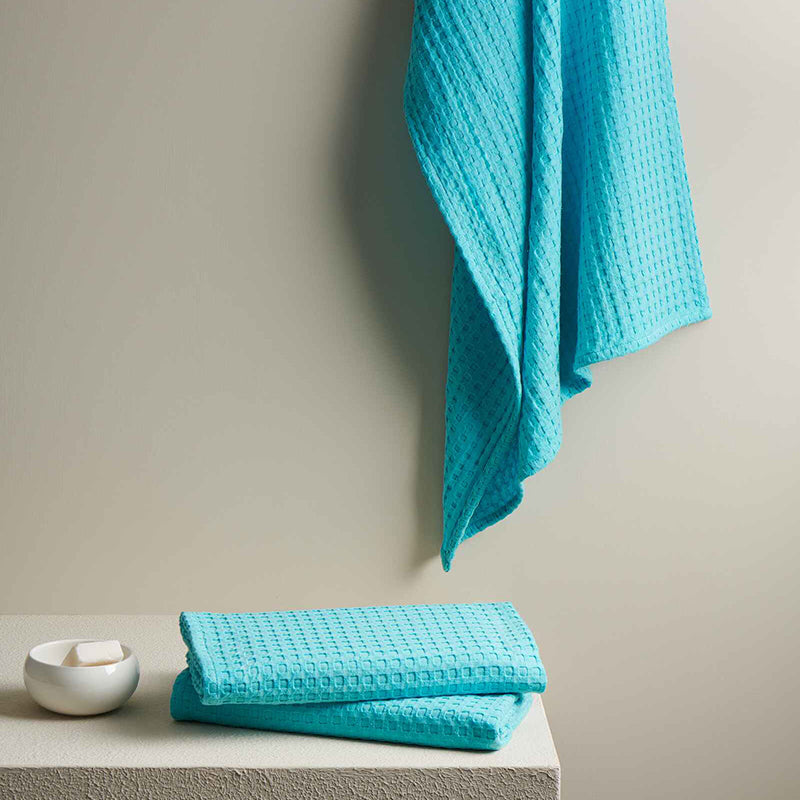 Buy Alyssa Pebble Textured Waffle Towel Combo (Aqua) - Four Piece Set Towel Sets from Vaaree