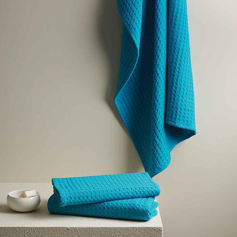 Buy Haimi Textured Waffle Towel Combo (Blue) - Four Piece Set Towel Sets from Vaaree