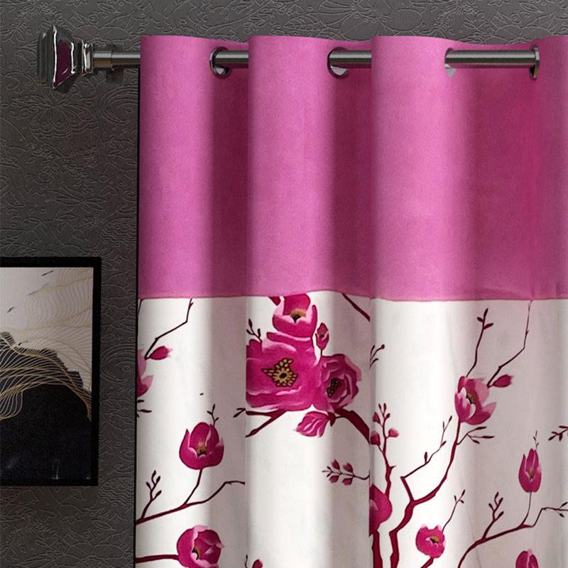 Buy Fern Floral Curtain (Pink) - Set Of Two Curtains from Vaaree