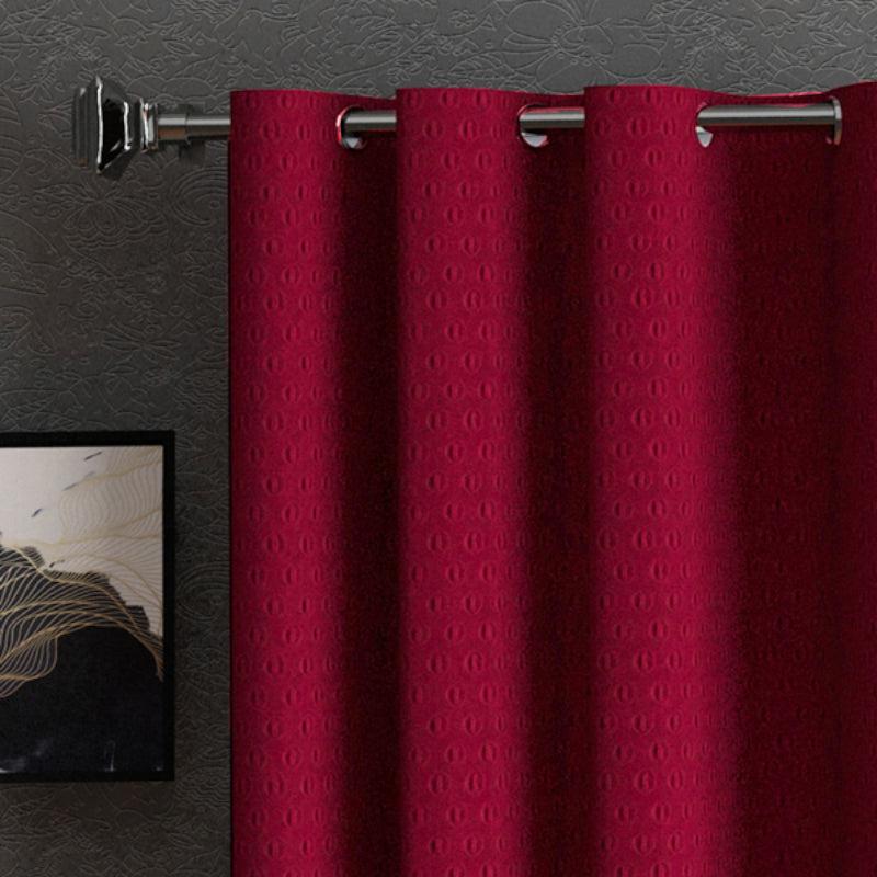 Buy Tatum Punchin Semi Sheer Curtain (Red) - Set Of Two Curtains from Vaaree