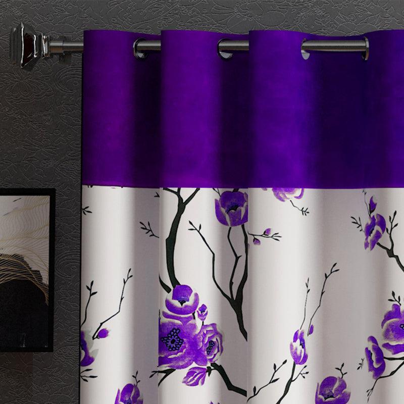 Buy Fern Floral Curtain (Purple) - Set Of Two Curtains from Vaaree