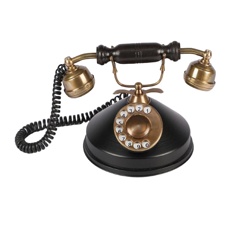 Buy Mido Antique Telephone Showpiece - Black & Gold Showpieces from Vaaree