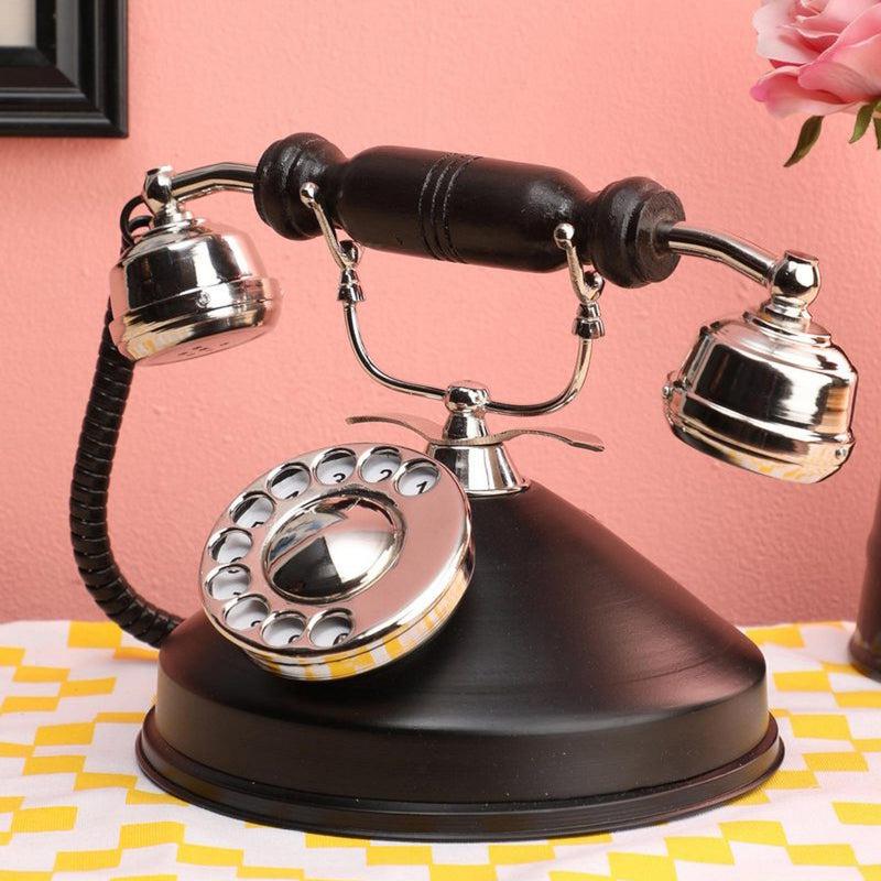 Buy Rava Silver Antique Telephone Showpiece - Silver & Black Showpiece from Vaaree