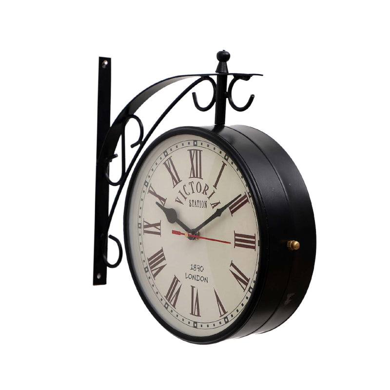 Buy Dolva Double Sided Roman Numeral Station Clock - Black Wall Clock from Vaaree