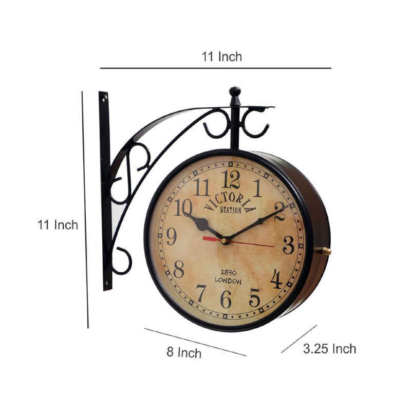 Buy Dolva Double Sided Station Clock - Black & Beige Wall Clock from Vaaree