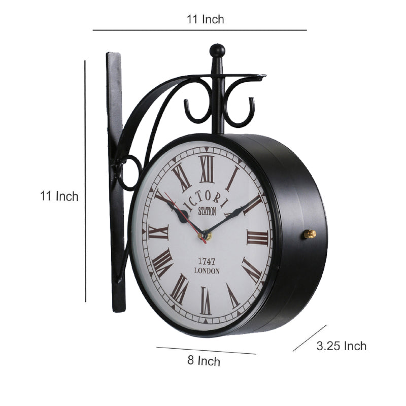 Buy Forma Double Sided Roman Numeral Station Clock - Black & White Wall Clock from Vaaree