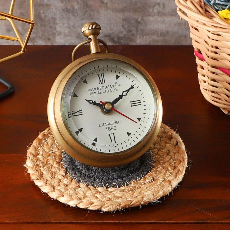 Buy Seima Brass Table Clock Table Clock from Vaaree