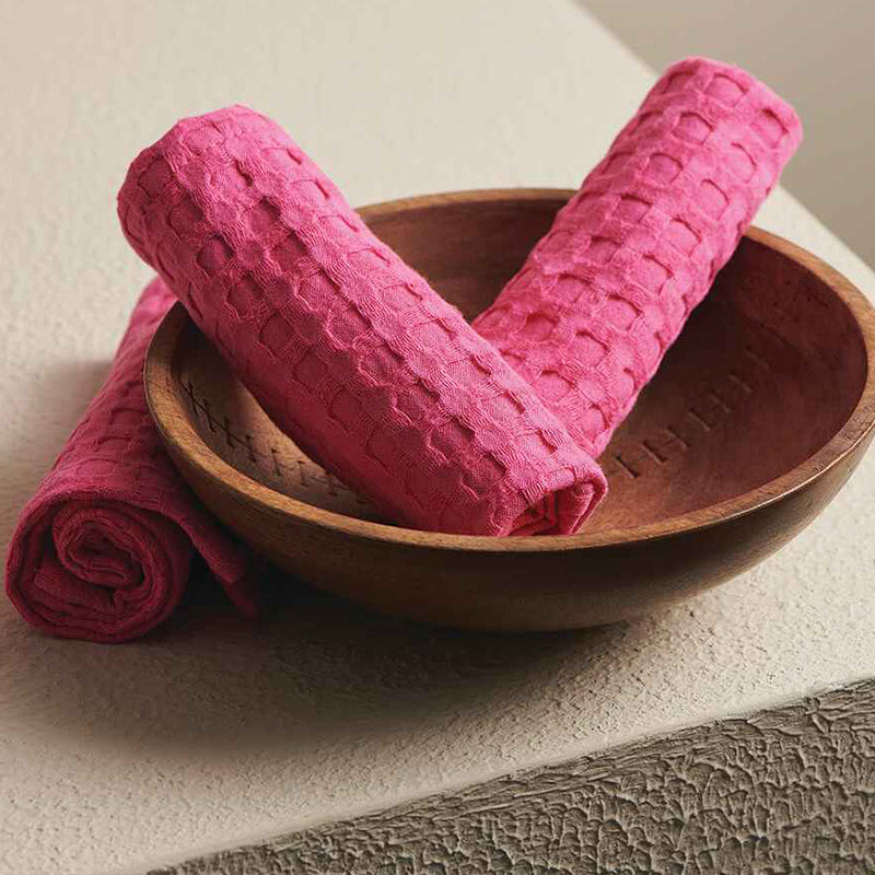 Buy Haimi Textured Waffle Towel Combo (Pink) - Four Piece Set Towel Sets from Vaaree