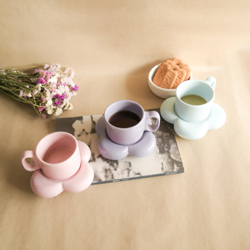 Tea Cup & Saucer - Lisha Handmade Cup & Saucer (220 ML) - Six Piece Set