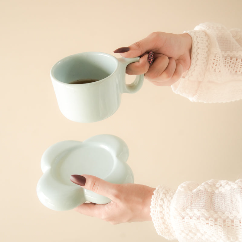 Tea Cup & Saucer - Lisha Handmade Cup & Saucer (220 ML) - Turquoise