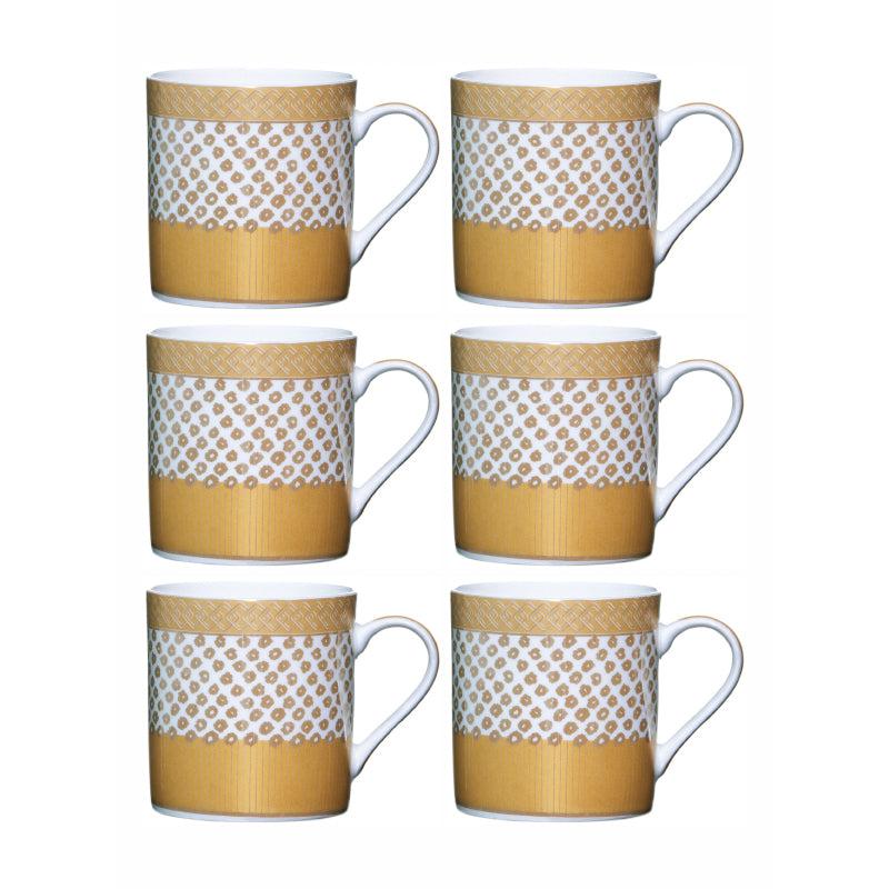 Buy Giselle Charm Mug Gold & Yellow (210 ML) - Set Of Six Mug & Tea Cup from Vaaree