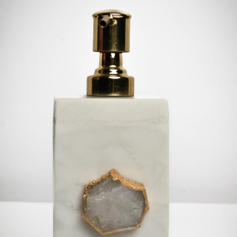 Buy Kade Handcrafted Agate & Marble Soap Dispenser - White Accessories & Sets from Vaaree