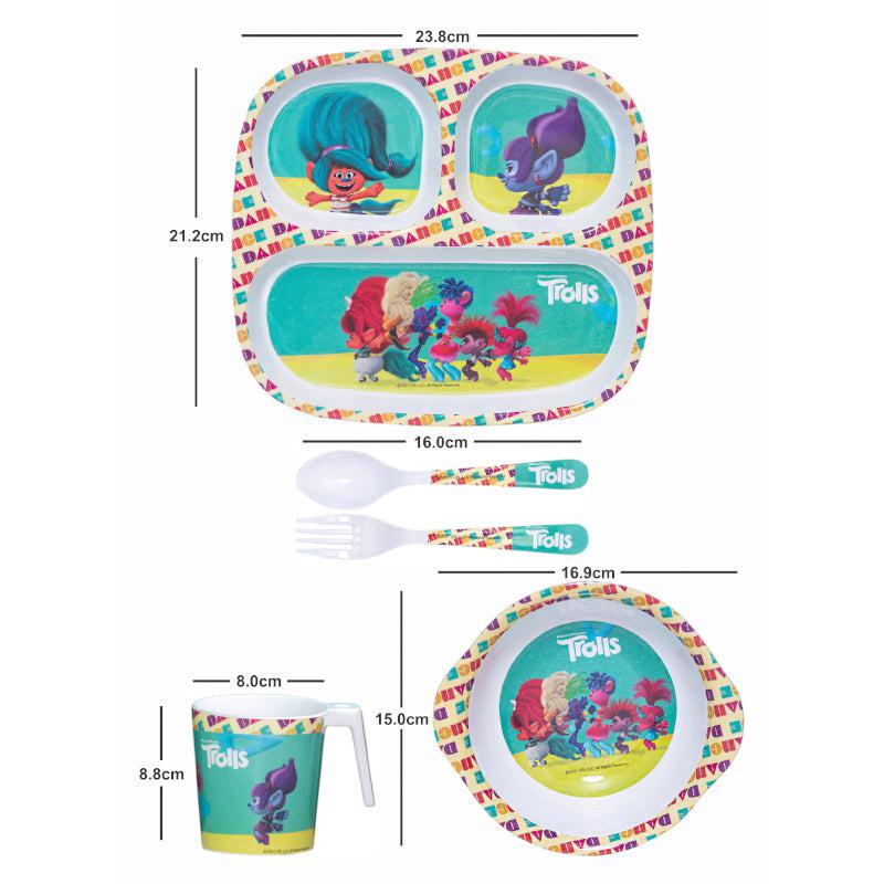 Buy Trolls Whimsy Kids Dining Set - Five Piece Set Kids Dinner Set from Vaaree