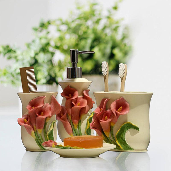 Buy Orchid Florae Bathroom Set Accessories & Sets from Vaaree