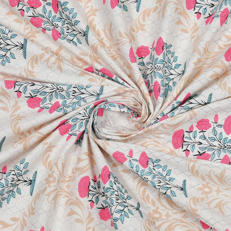 Buy Gwen Floral Bedsheet - Pink & Blue Bedsheets from Vaaree