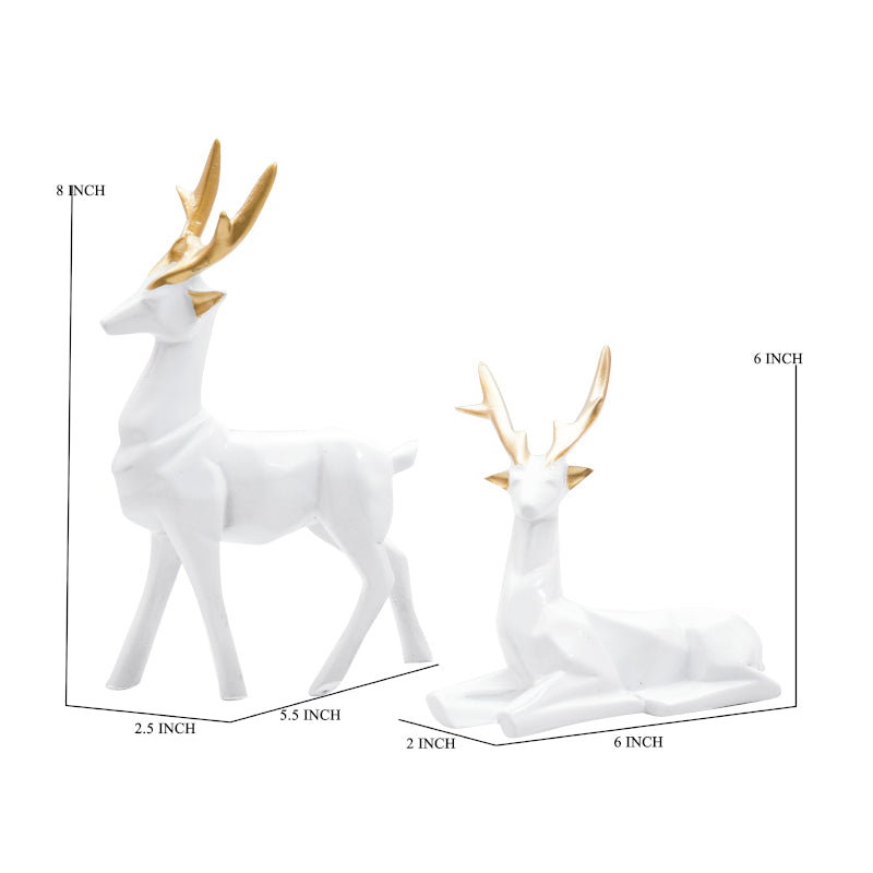 Buy Deer Repose Showpiece (White) - Set Of Two Showpieces from Vaaree