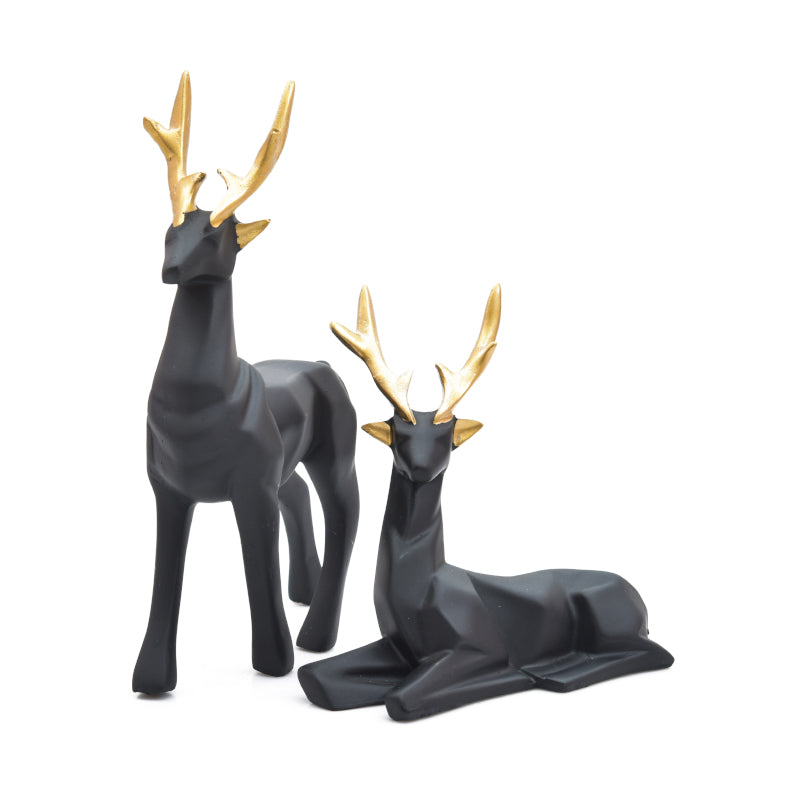 Buy Deer Repose Showpiece (Black) - Set Of Two Showpieces from Vaaree