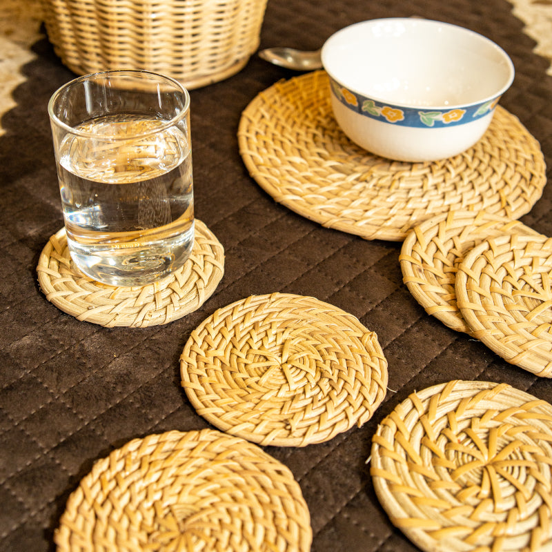 Coaster - Vrita Rattan Coaster - Set Of Six