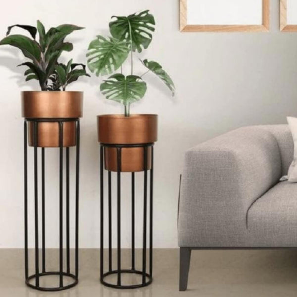 Buy Ivanta Metal Floor Planter (Copper) - Set Of Two Pots & Planters from Vaaree