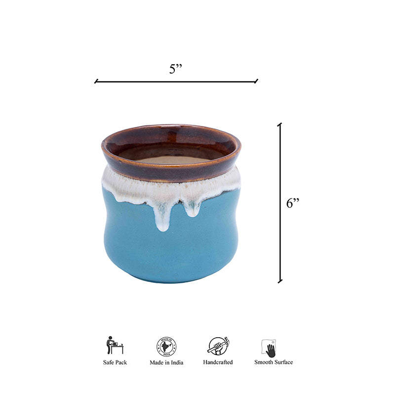 Buy Honey Drip Planter - Blue Vase from Vaaree