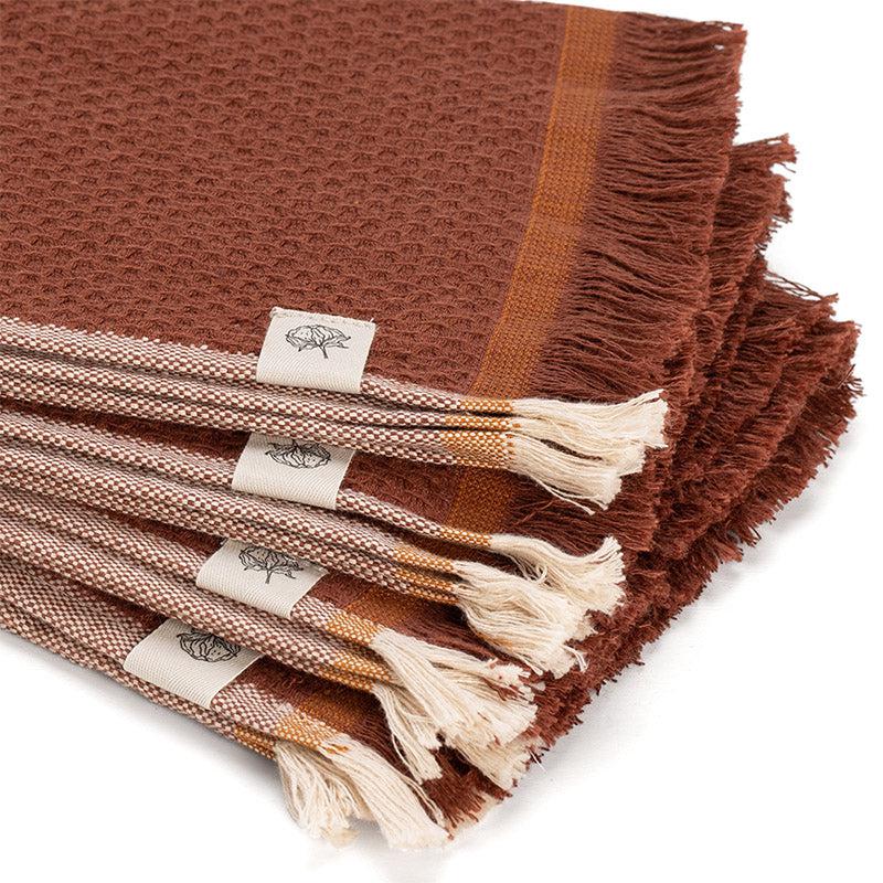 Buy Gamchha Terry Cotton Face Towel (Brown) - Set Of Four Hand & Face Towels from Vaaree