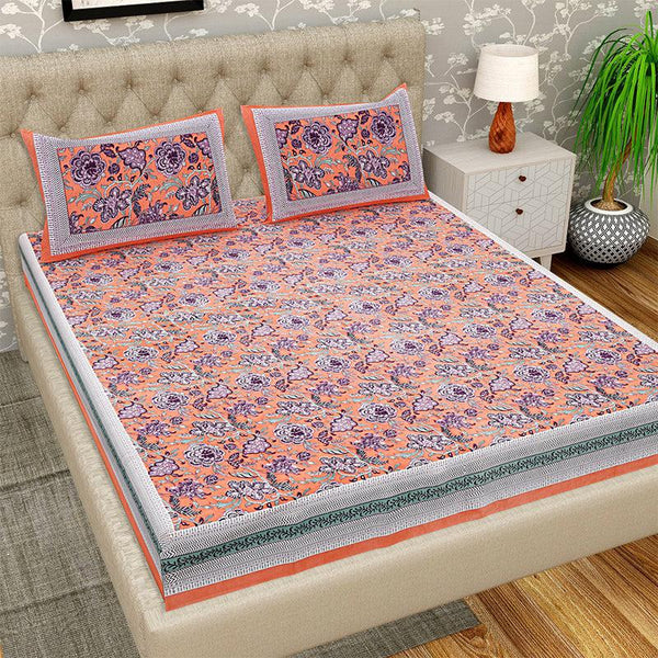 Buy Finn Floral Bedsheet - Peach Bedsheets from Vaaree