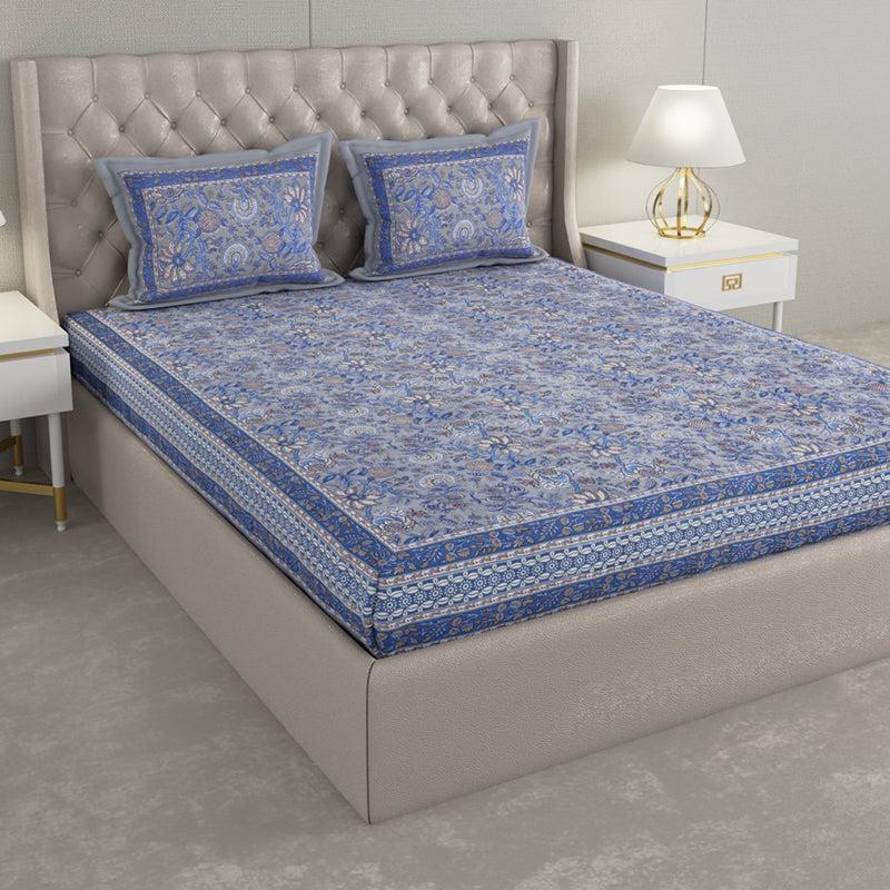 Buy Baxter Floral Bedsheet - Blue Bedsheets from Vaaree