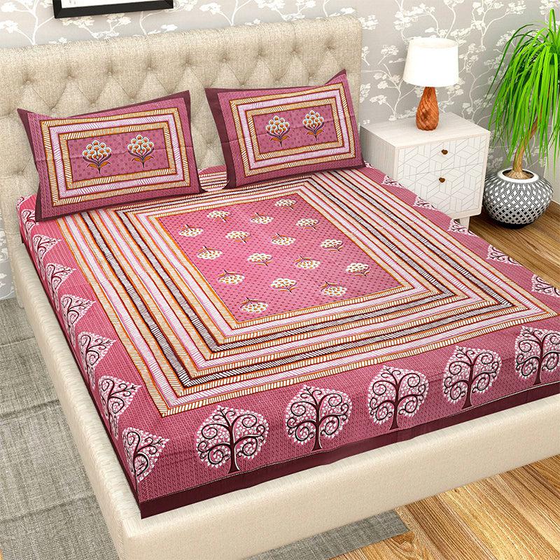 Buy Dilna Ethnic Bedsheet - Pink Bedsheets from Vaaree