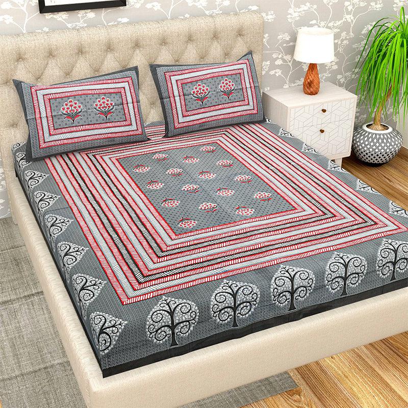 Buy Dilna Ethnic Bedsheet - Grey Bedsheets from Vaaree