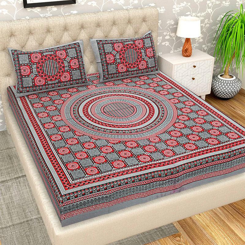 Buy Mandela Geometric Bedsheet - Red Bedsheets from Vaaree