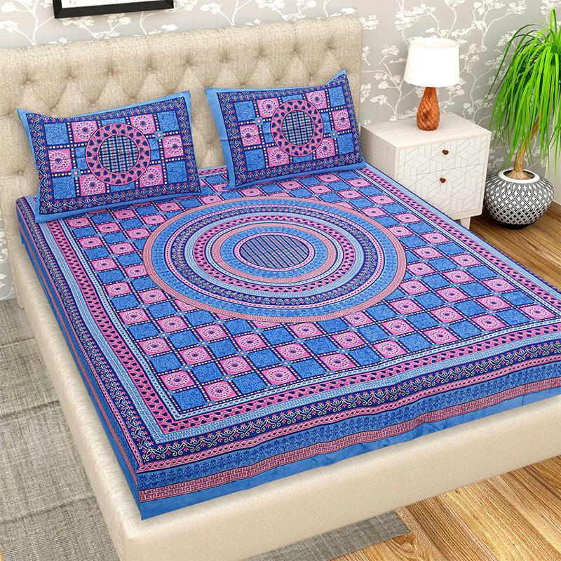 Buy Mandela Geometric Bedsheet - Blue Bedsheets from Vaaree