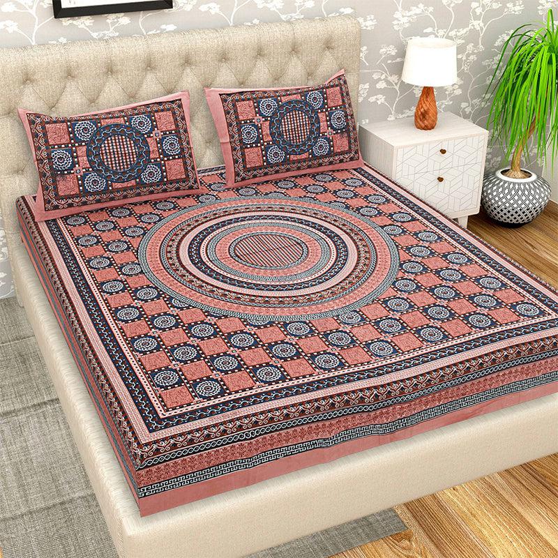 Buy Mandela Geometric Bedsheet - Orange Bedsheets from Vaaree