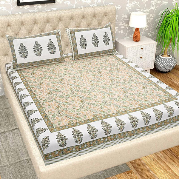 Buy Ambala Floral Bedsheet - Yellow & White Bedsheets from Vaaree