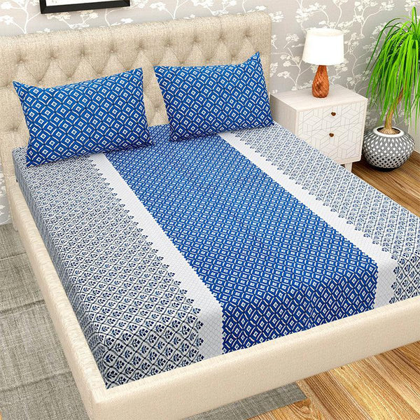 Buy Vida Geometric Bedsheet - Blue Bedsheets from Vaaree