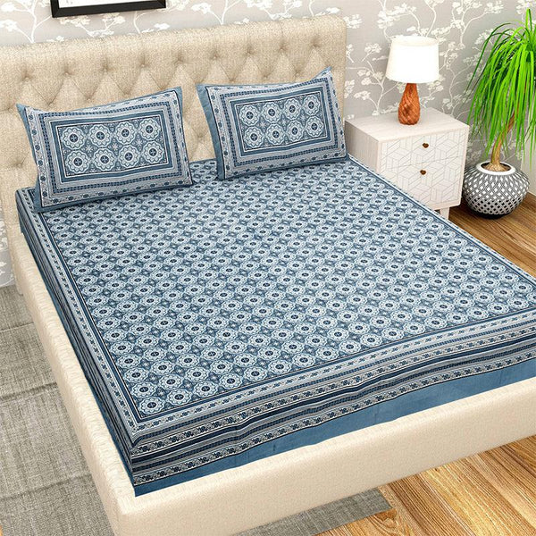 Buy Avis Ethnic Bedsheet - Blue Bedsheets from Vaaree