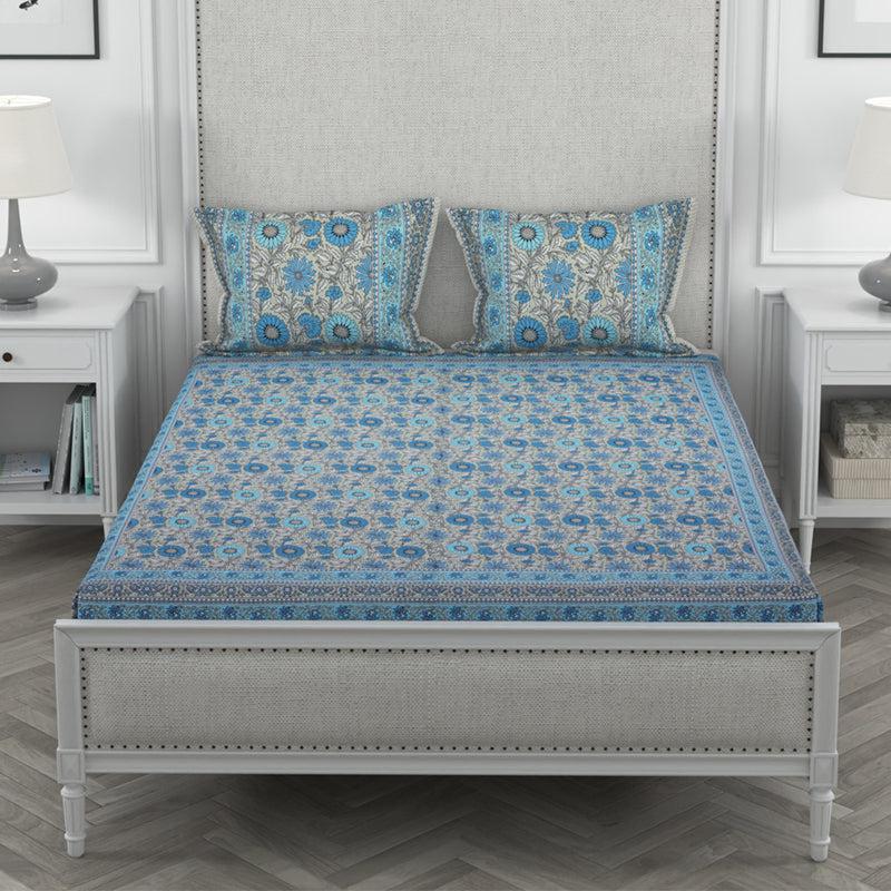 Buy Astor Floral Bedsheet - Blue Bedsheets from Vaaree