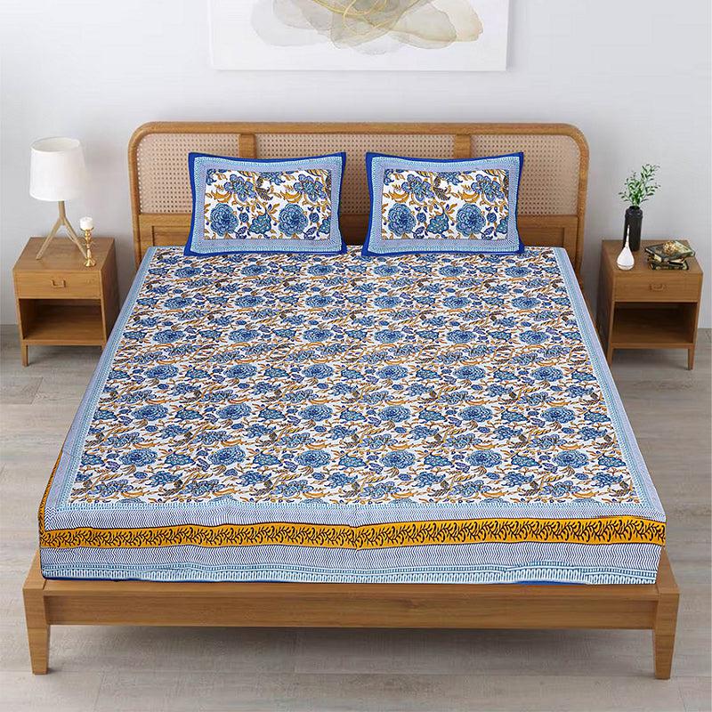 Buy Shira Floral Bedsheet - Blue Bedsheets from Vaaree