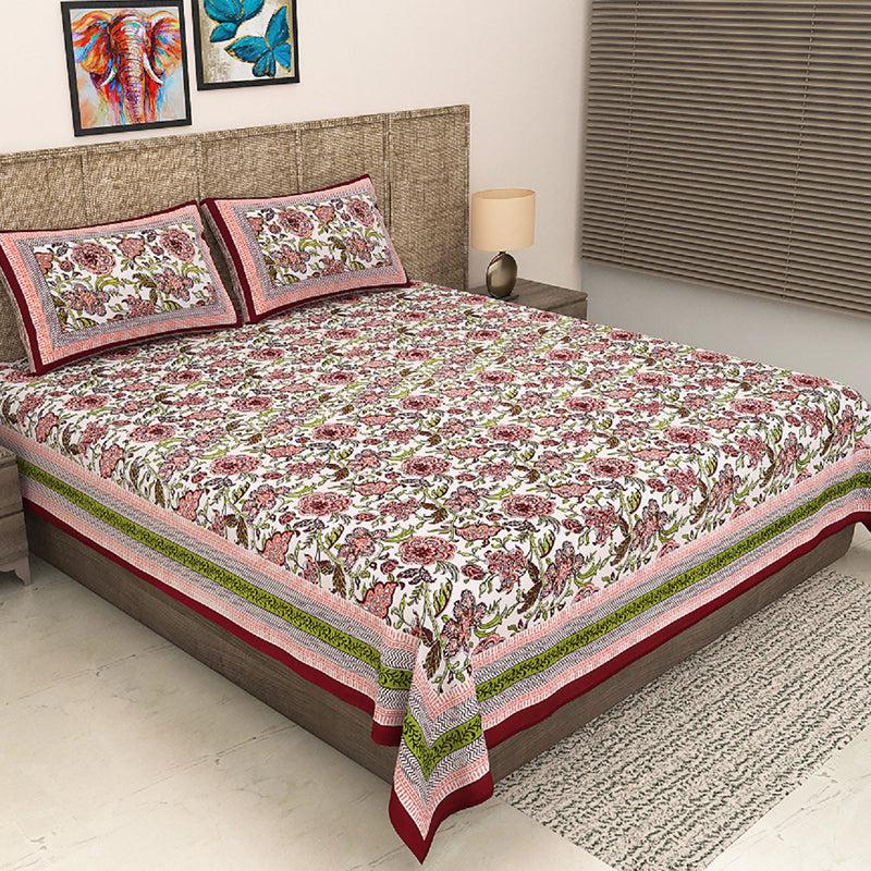 Buy Shira Floral Bedsheet - Red & Brown Bedsheets from Vaaree