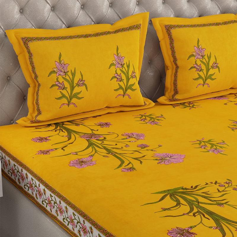 Buy Ruma Floral Bedsheet - Yellow Bedsheets from Vaaree