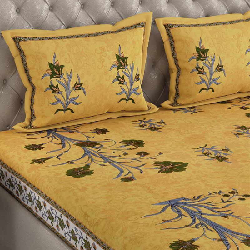 Buy Suma Floral Bedsheet - Yellow Bedsheets from Vaaree