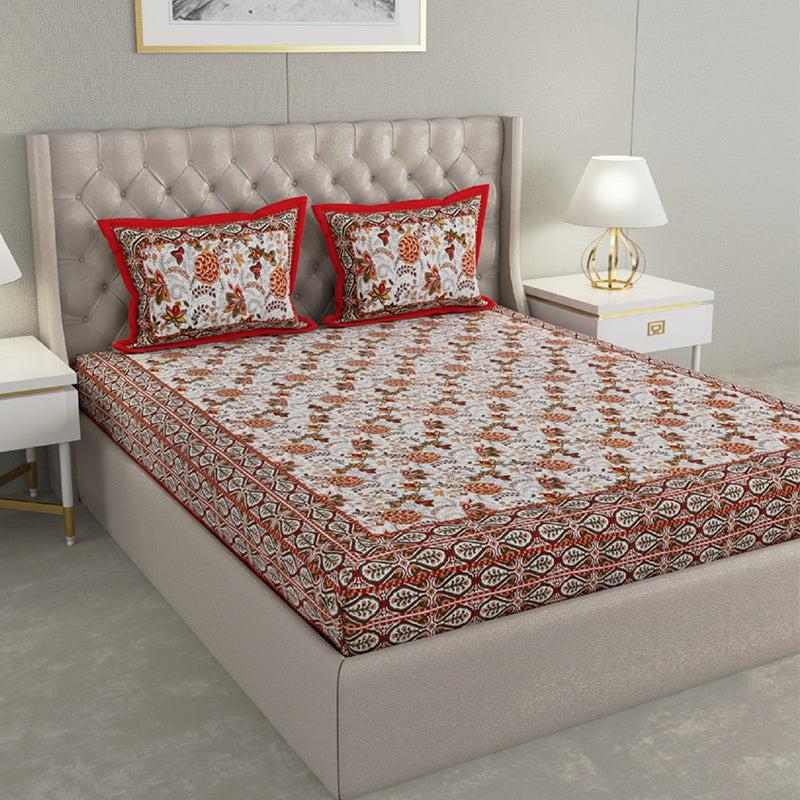 Buy Elda Floral Bedsheet - Red Bedsheets from Vaaree