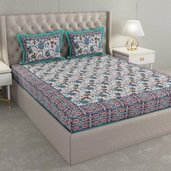 Buy Elda Floral Bedsheet - Blue Bedsheets from Vaaree