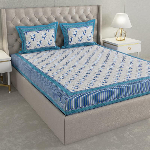 Buy Sagia Ethnic Bedsheet - Blue Bedsheets from Vaaree