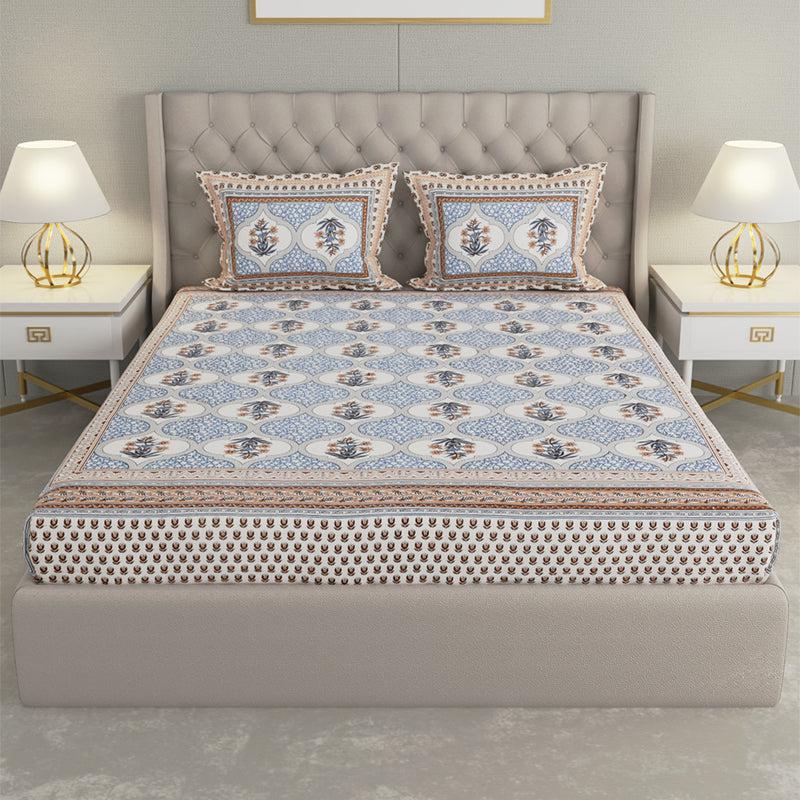 Buy Devarna Printed Bedsheet - White Bedsheets from Vaaree