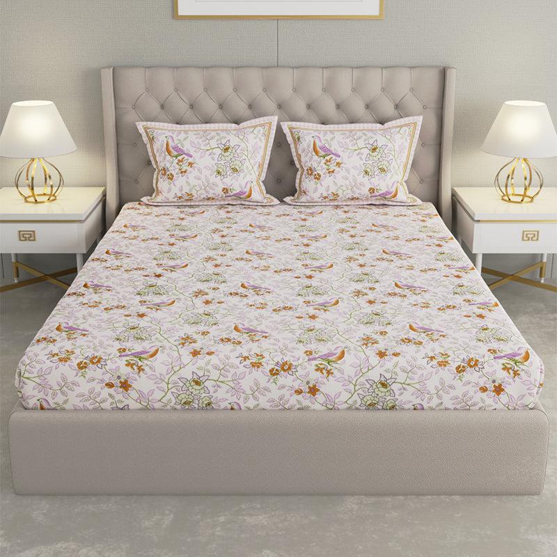 Buy Radhika Printed Bedsheet - White Bedsheets from Vaaree