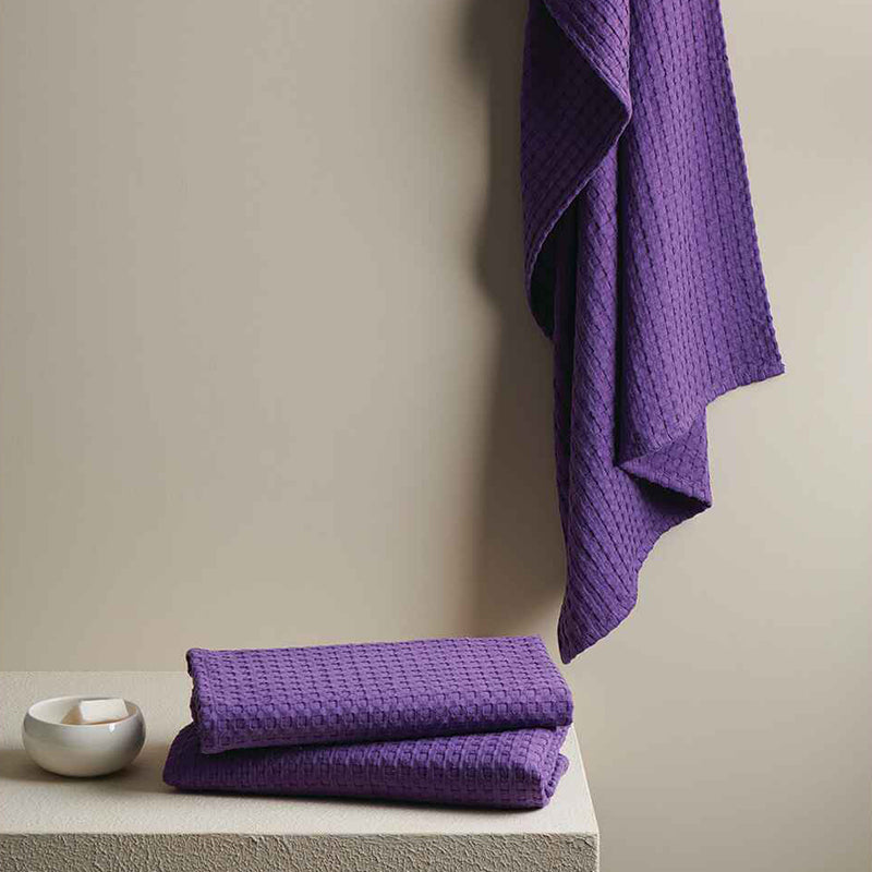 Buy Haimi Textured Waffle Towel Combo (Purple) - Four Piece Set Towel Sets from Vaaree